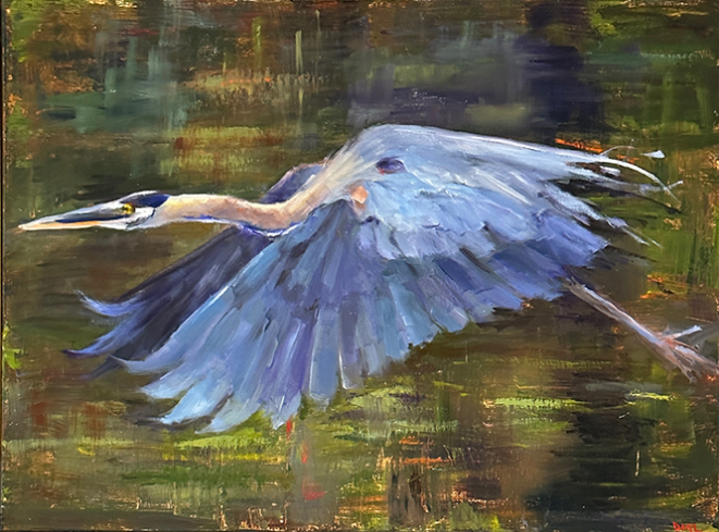 Flying Blue Heron